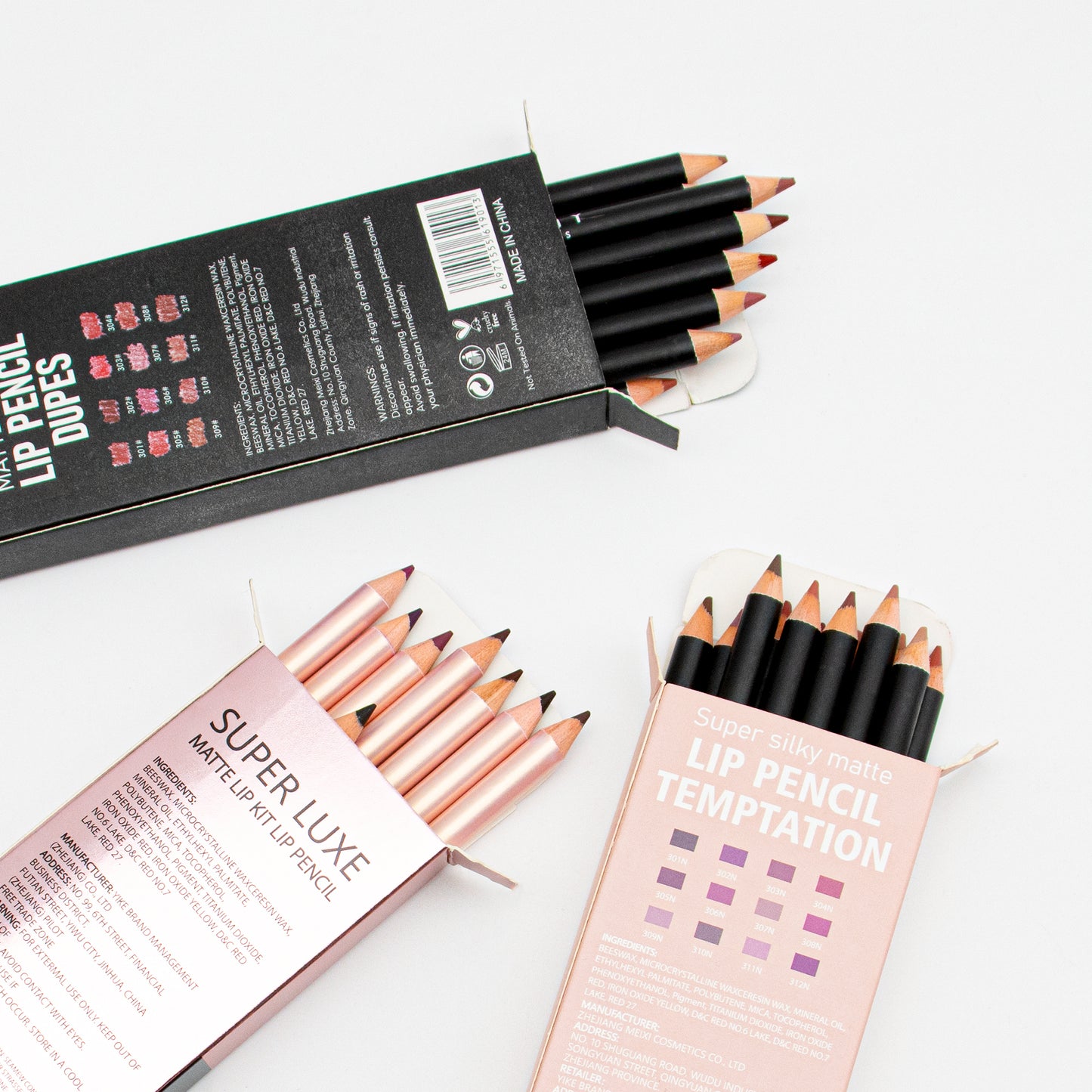 Juego de delineador de labios impermeable mate de 36 piezas, 3 * 12 piezas / caja, 3 cajas de lápiz labial, set de regalo de maquillaje de labios mate multicolor para mujer Set de maquillaje de regalo para el día de la madre
