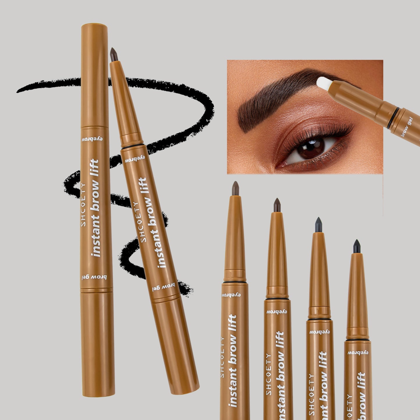 SHCOETY 4 Colors Double-ended Eyebrow Pencil And Eyebrow Gel For ShapingEyebrows, Natural, Long-lasting And Easy-to-color Eyebrow Pencil