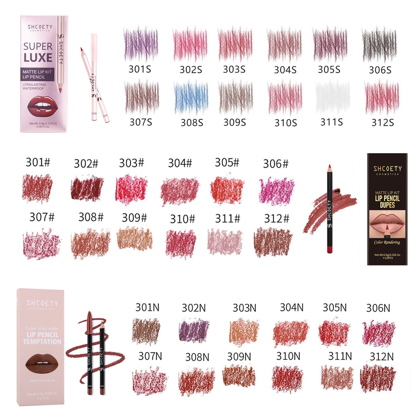 SHCOETY 36 Pcs Matte Lip Liner Set,NXS