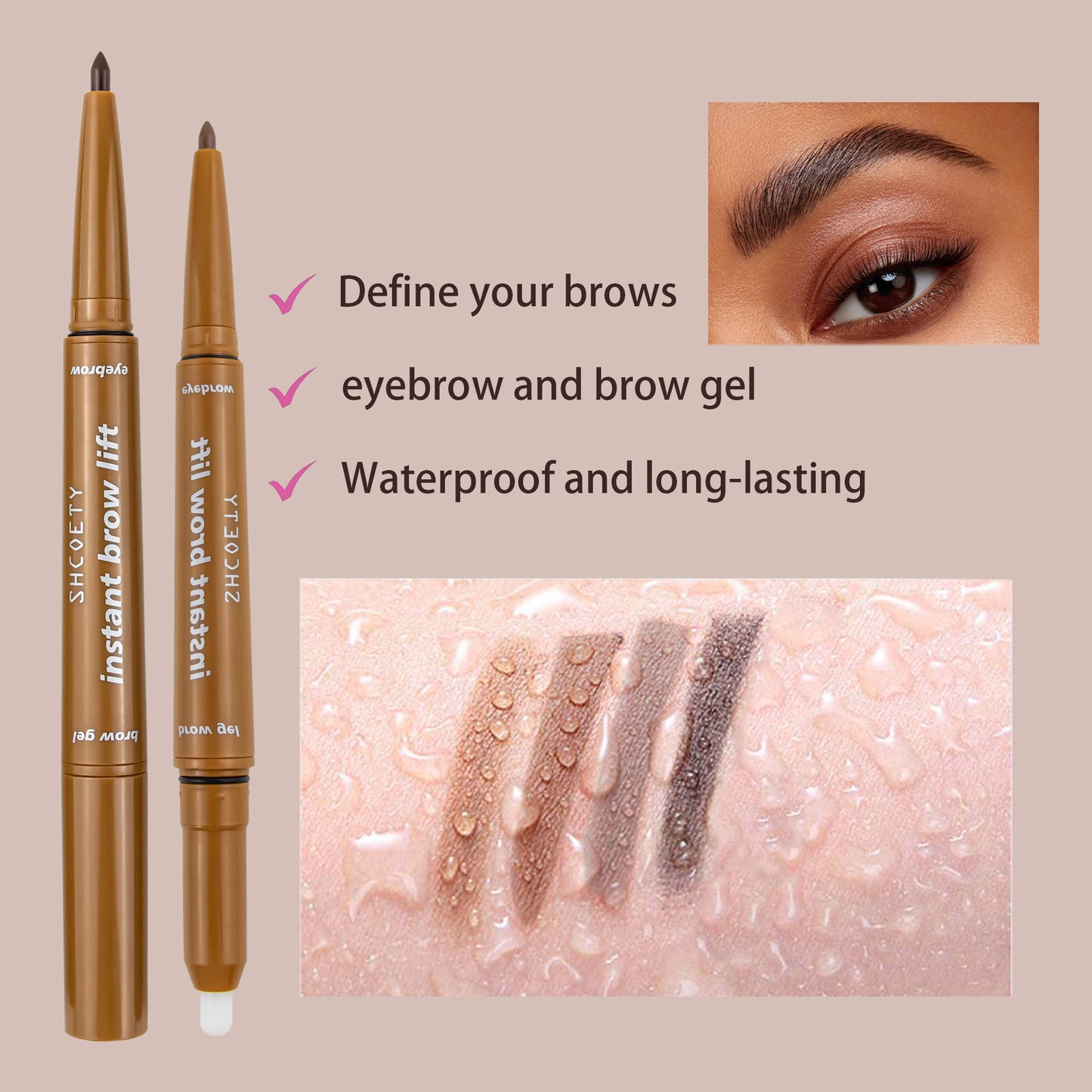 SHCOETY 4 Colors Double-ended Eyebrow Pencil And Eyebrow Gel For ShapingEyebrows, Natural, Long-lasting And Easy-to-color Eyebrow Pencil