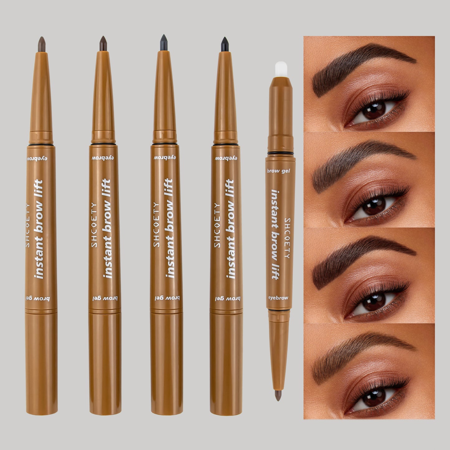 SHCOETY 4 Colors Double-ended Eyebrow Pencil And Eyebrow Gel For ShapingEyebrows, Natural, Long-lasting And Easy-to-color Eyebrow Pencil